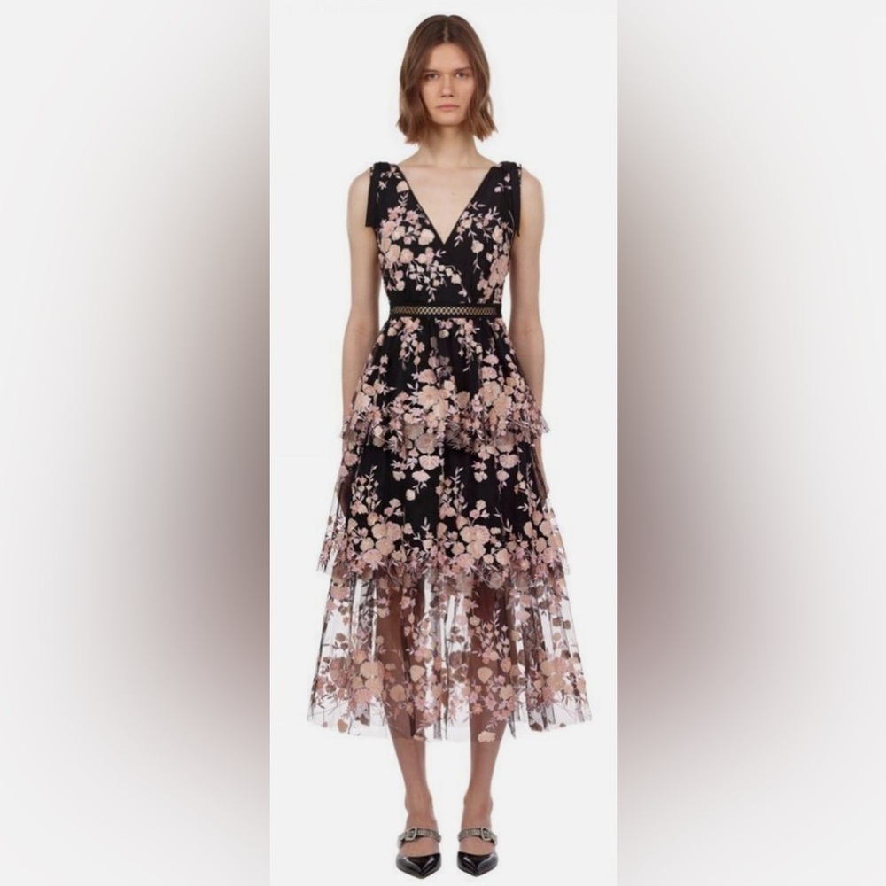 Self-Portrait Midnight Floral Midi Dress